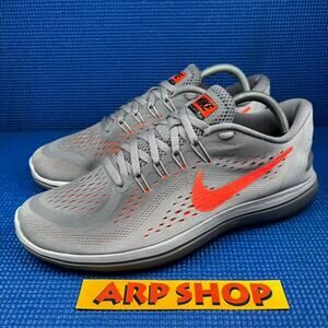 🔴 Nike Flex 2017 Run Men`s Size 9.5 Grey Orange Athletic Shoes 898457-014